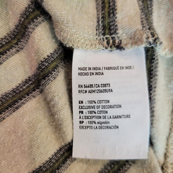 American Eagle Outfitters T Shirt Adult Small Beige Green Striped Short Sleeve - Picture 5 of 9